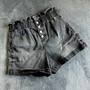 Black Denim Shorts, Button Up, Women Size Medium